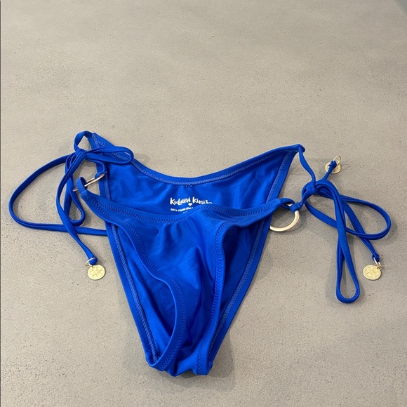 Ring Cheeky Tie Bikini Bottom - Blue Lagoon-M,L - Picture 3 of 7